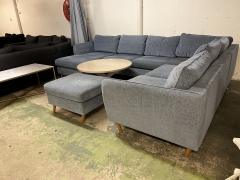 Hörnsoffa med divan + pall